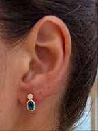 London Blue Topaz and Diamond Bezel Earrings