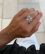 Paraíba Tourmaline & Diamond Double Halo Bypass Ring