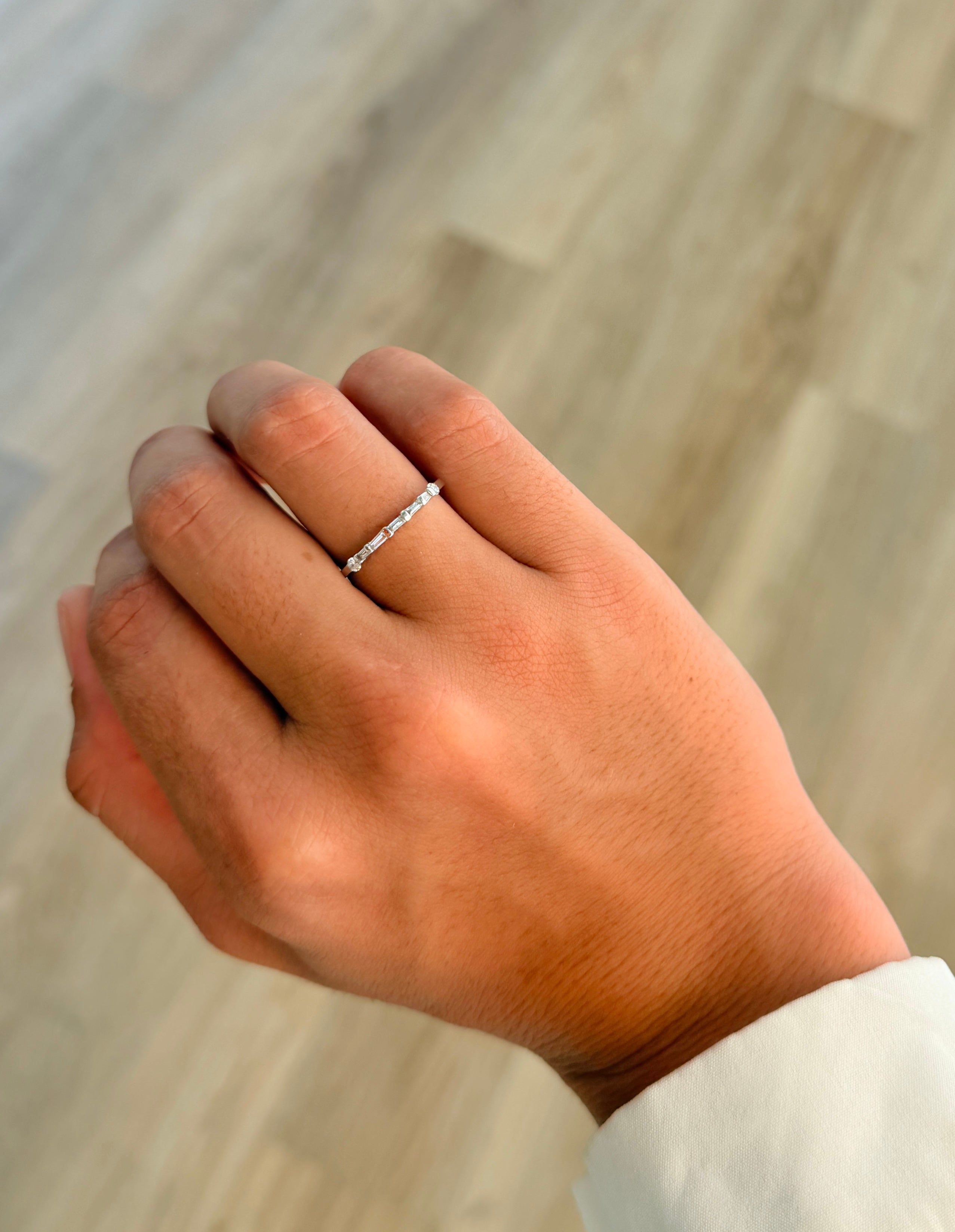 Dainty Baguette & Round Brilliant Diamond Ring
