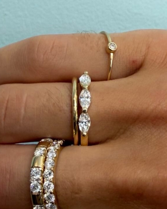East-West Marquise Diamond Trio Ring