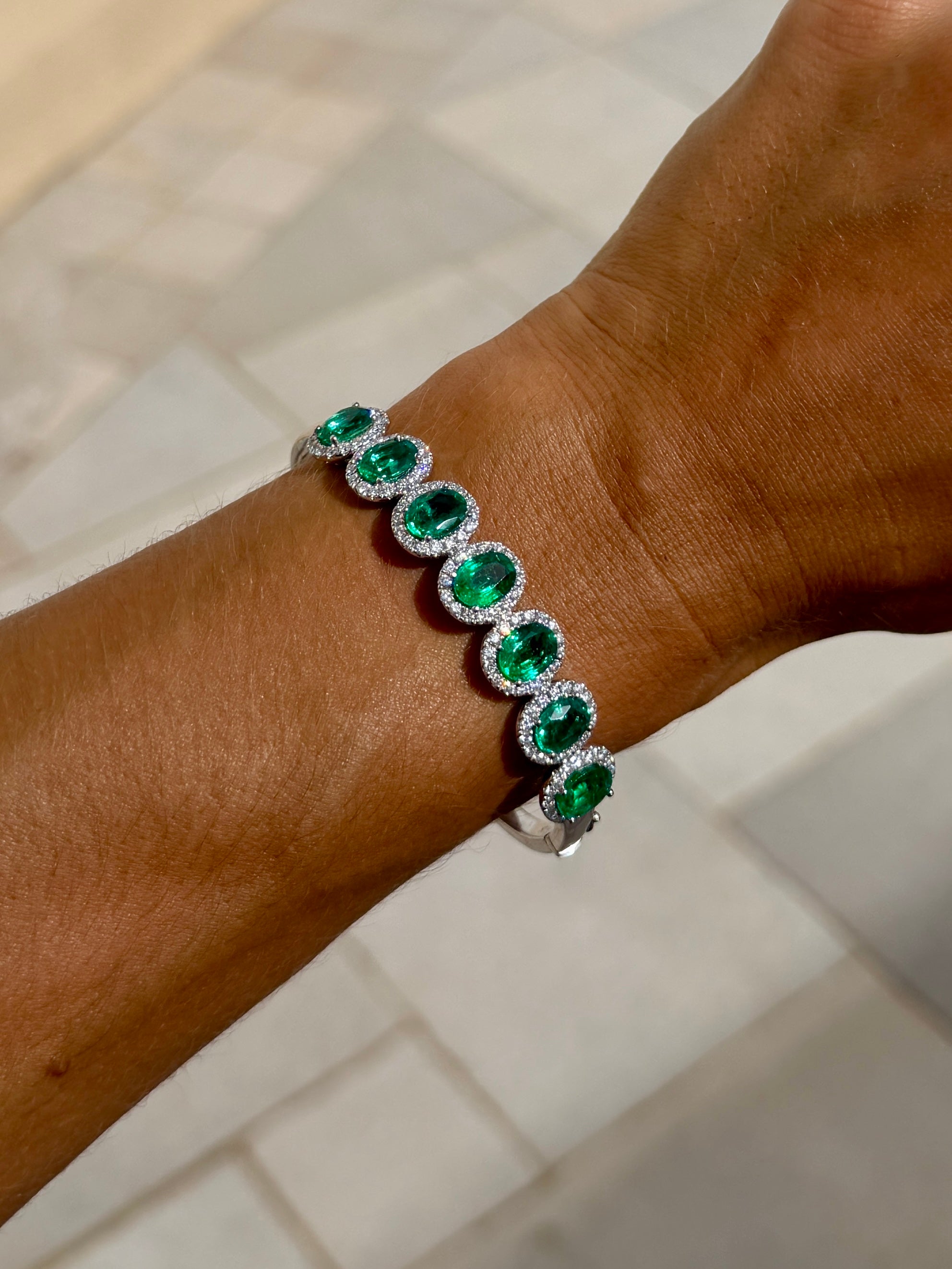 Emerald and Diamond Statement Bangle