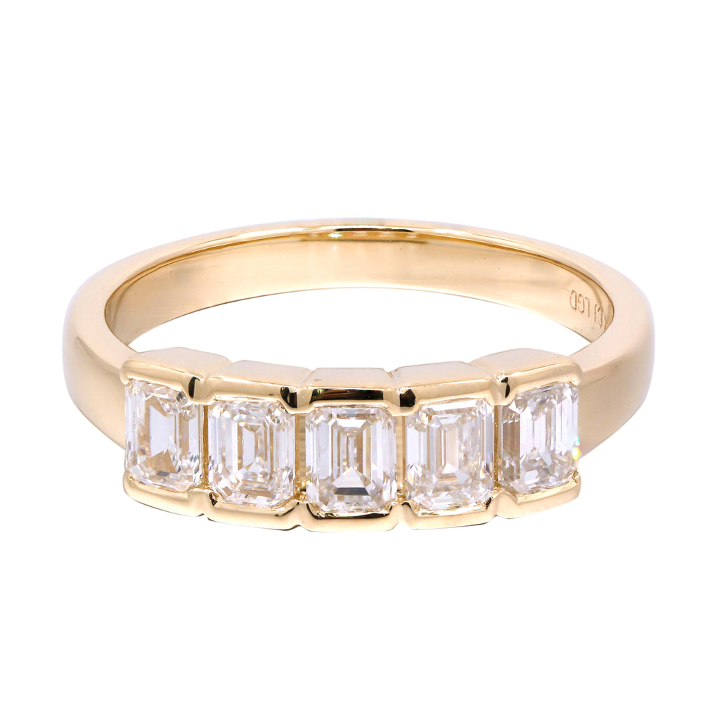 Emerald-Cut Lab Diamond Partial Bezel Ring