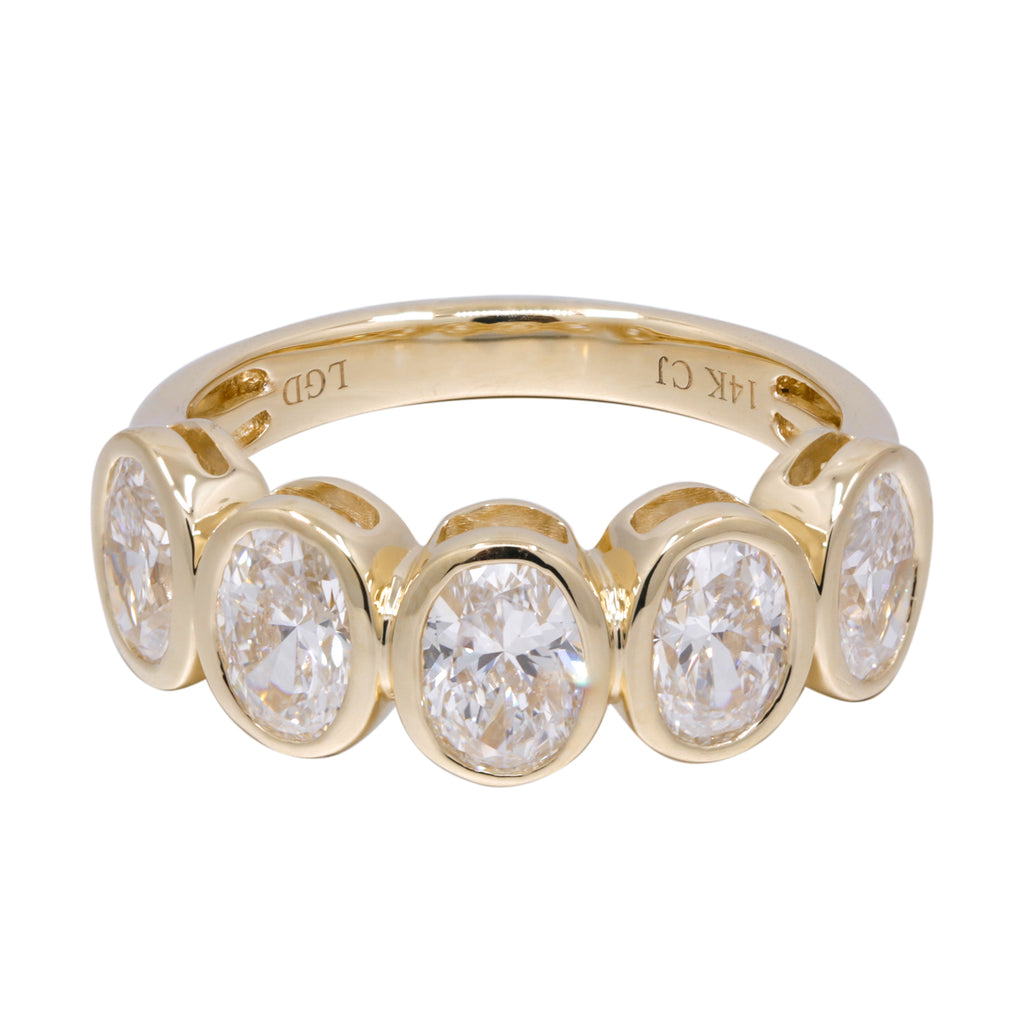 Oval Lab Diamond Half Eternity Bezel Ring