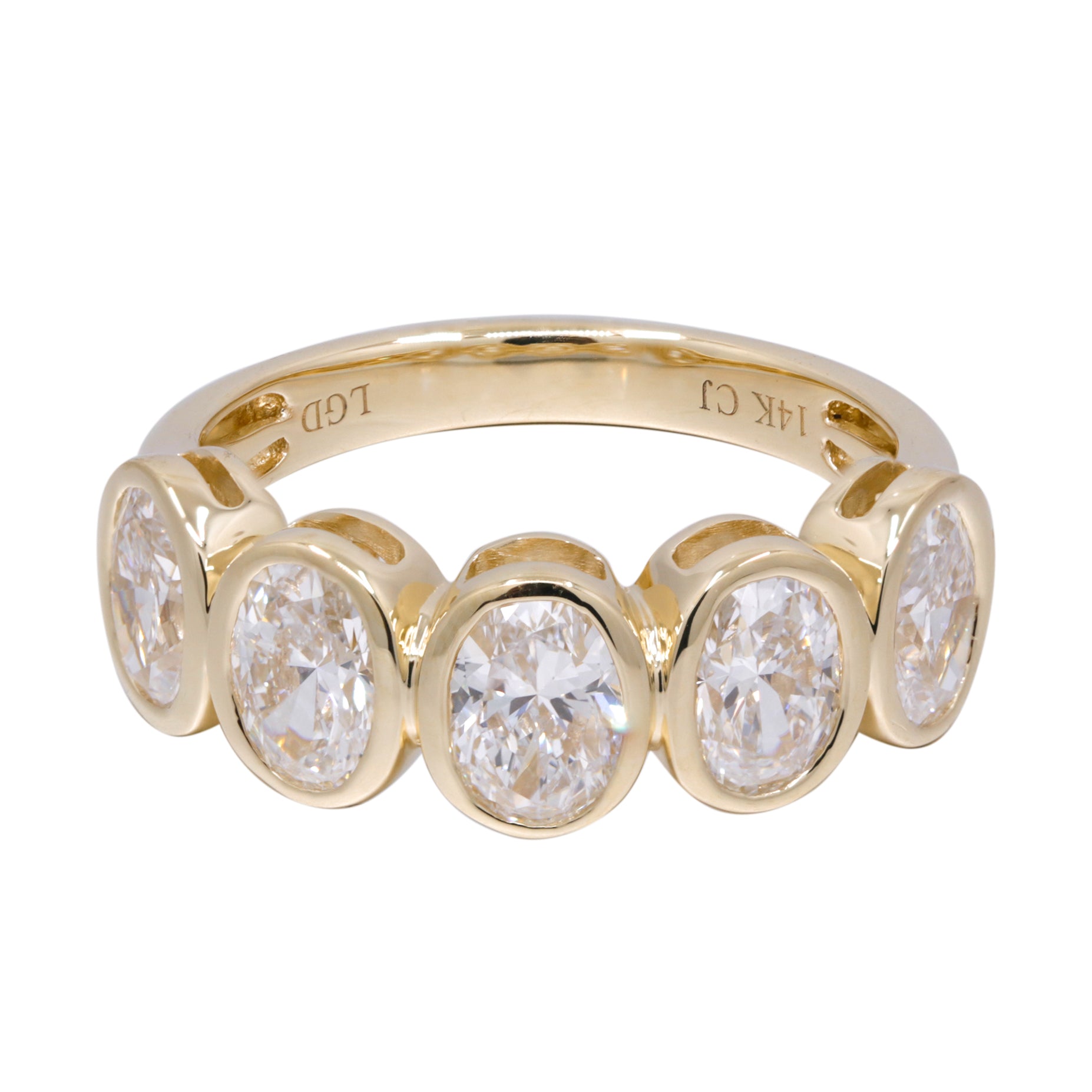 Oval Lab Diamond Half Eternity Bezel Ring