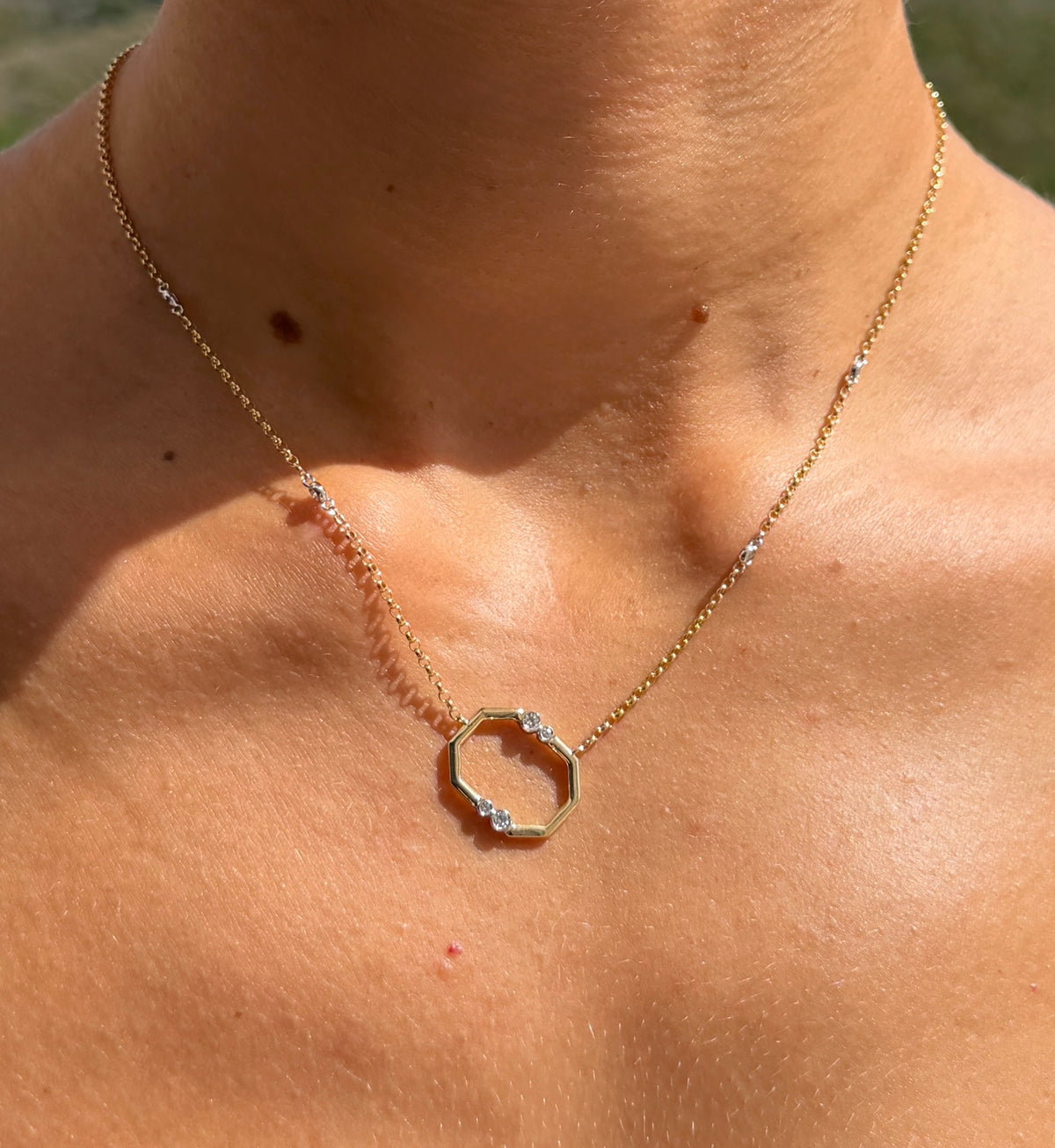 Geometric Diamond Station Necklace