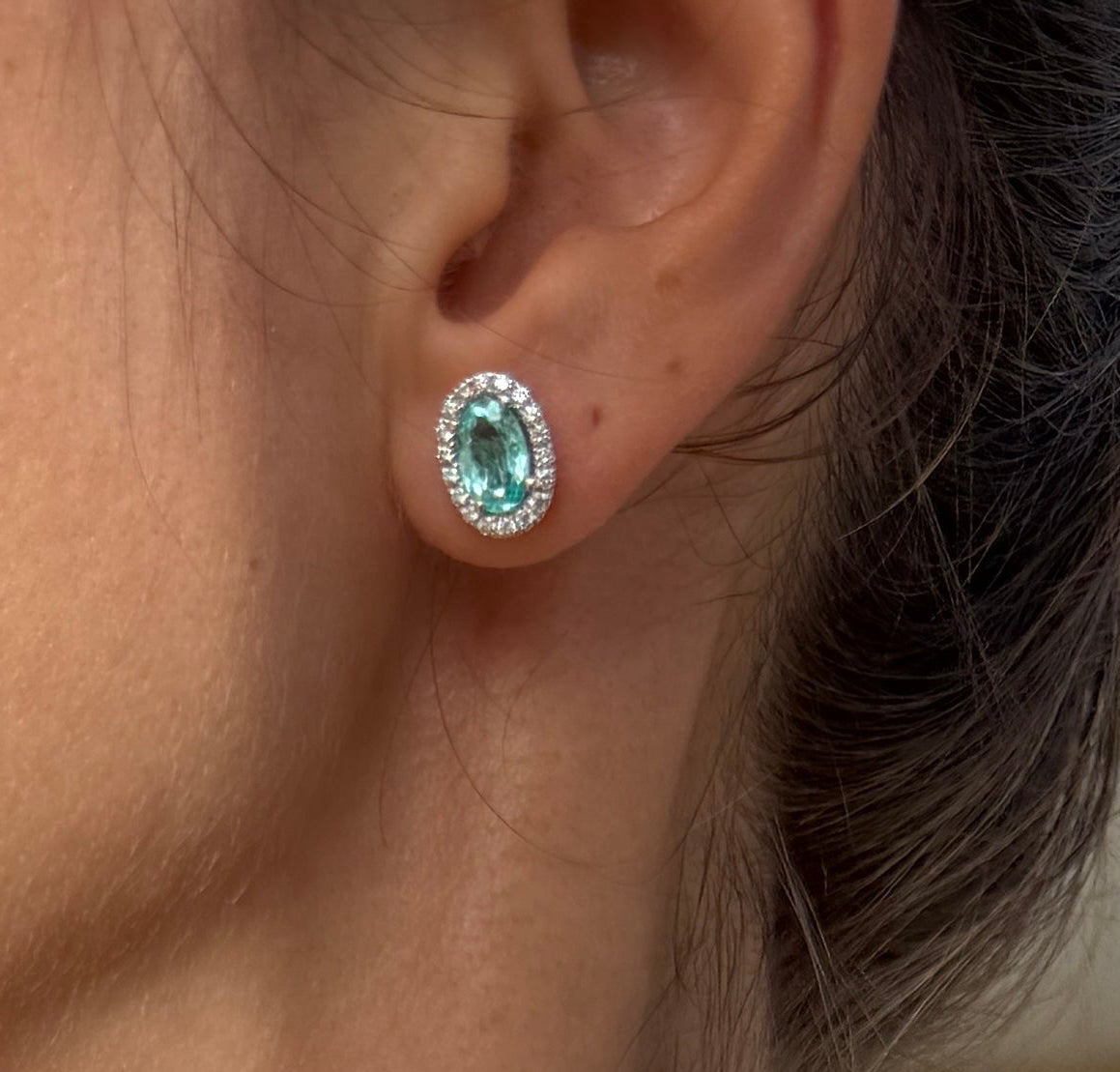 Paraíba Tourmaline & Diamond Stud Earrings - GIA Certified Natural