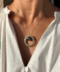 Tahitian Pearl & Yellow Sapphire Eclipse Pendant Necklace