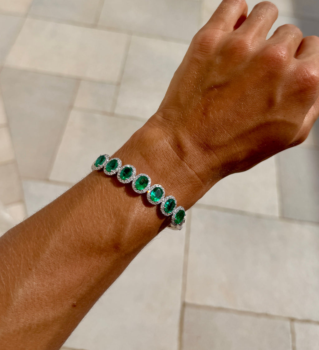 Emerald and Diamond Statement Bangle