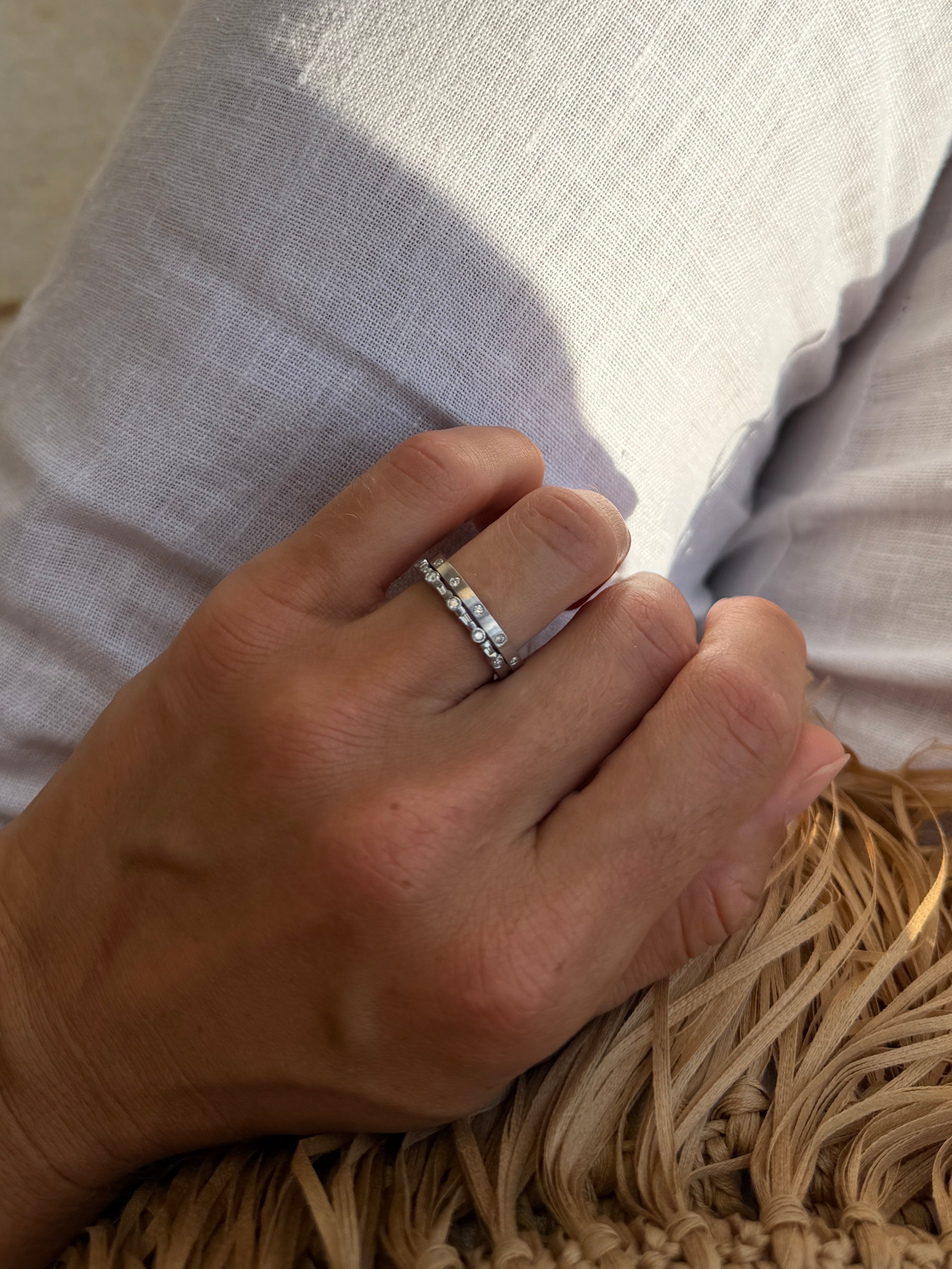 Baguette and Round Dainty Diamond Ring