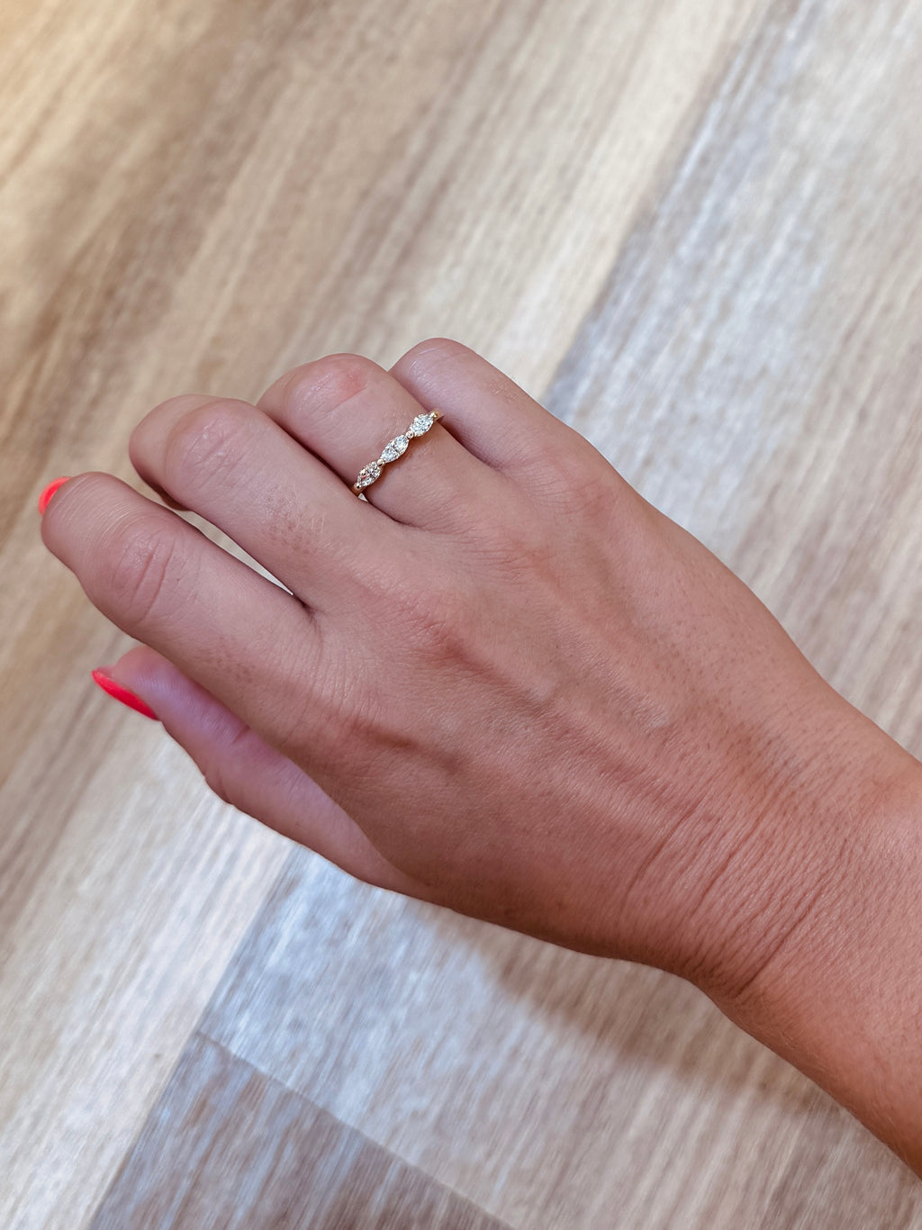 East-West Marquise Diamond Trio Ring