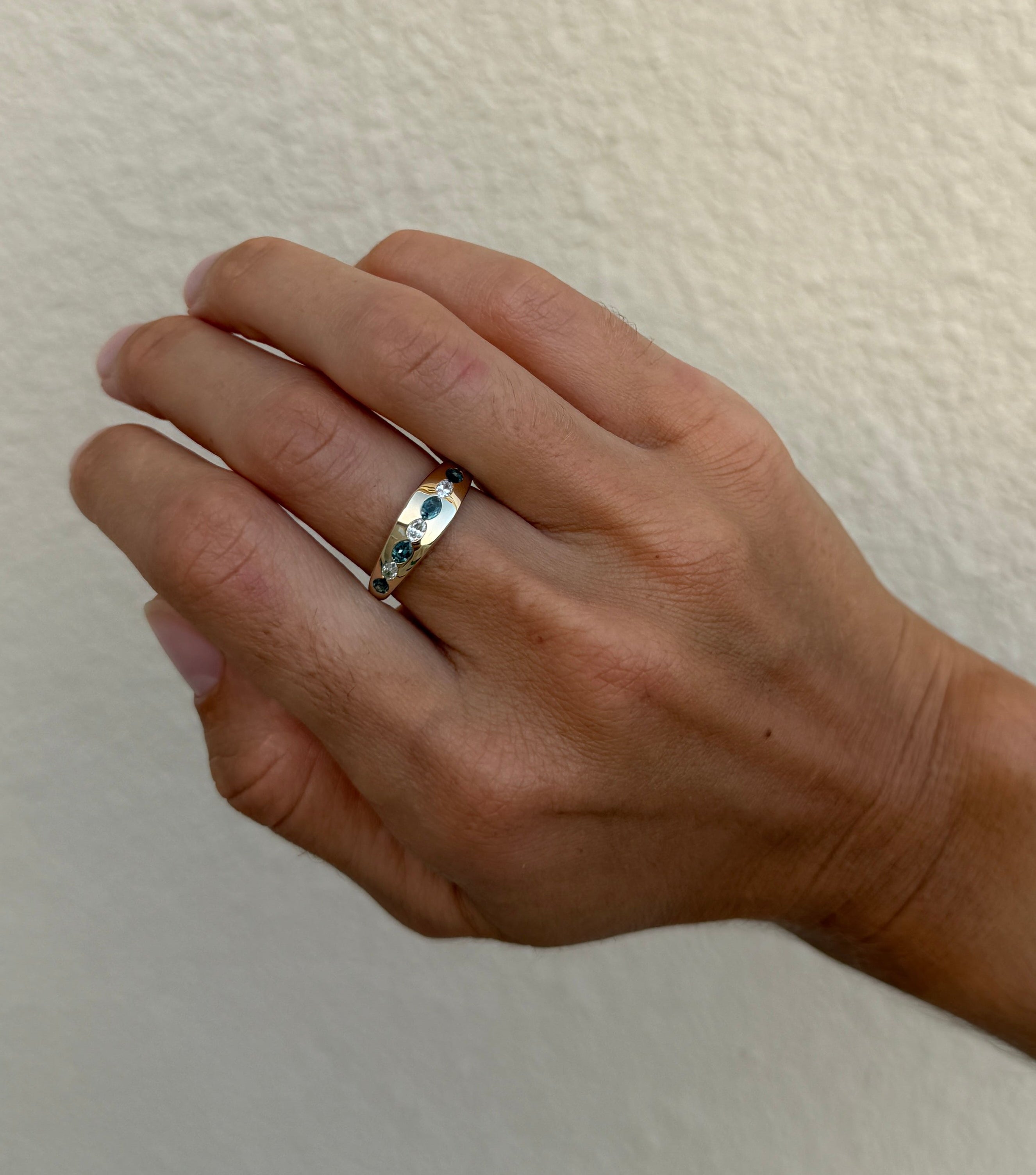 Alexandrite and Diamond Flush Set Band