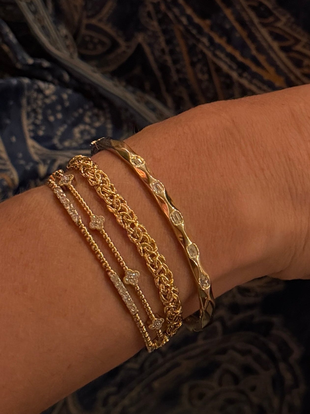 Flush Emerald Cut Diamond Bangle - PREORDER