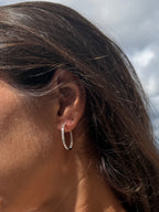 Elongated "in and out" Lab Diamond Hoops