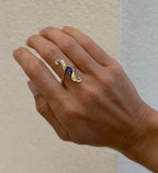 Sapphire and Diamond Bypass Wave Ring