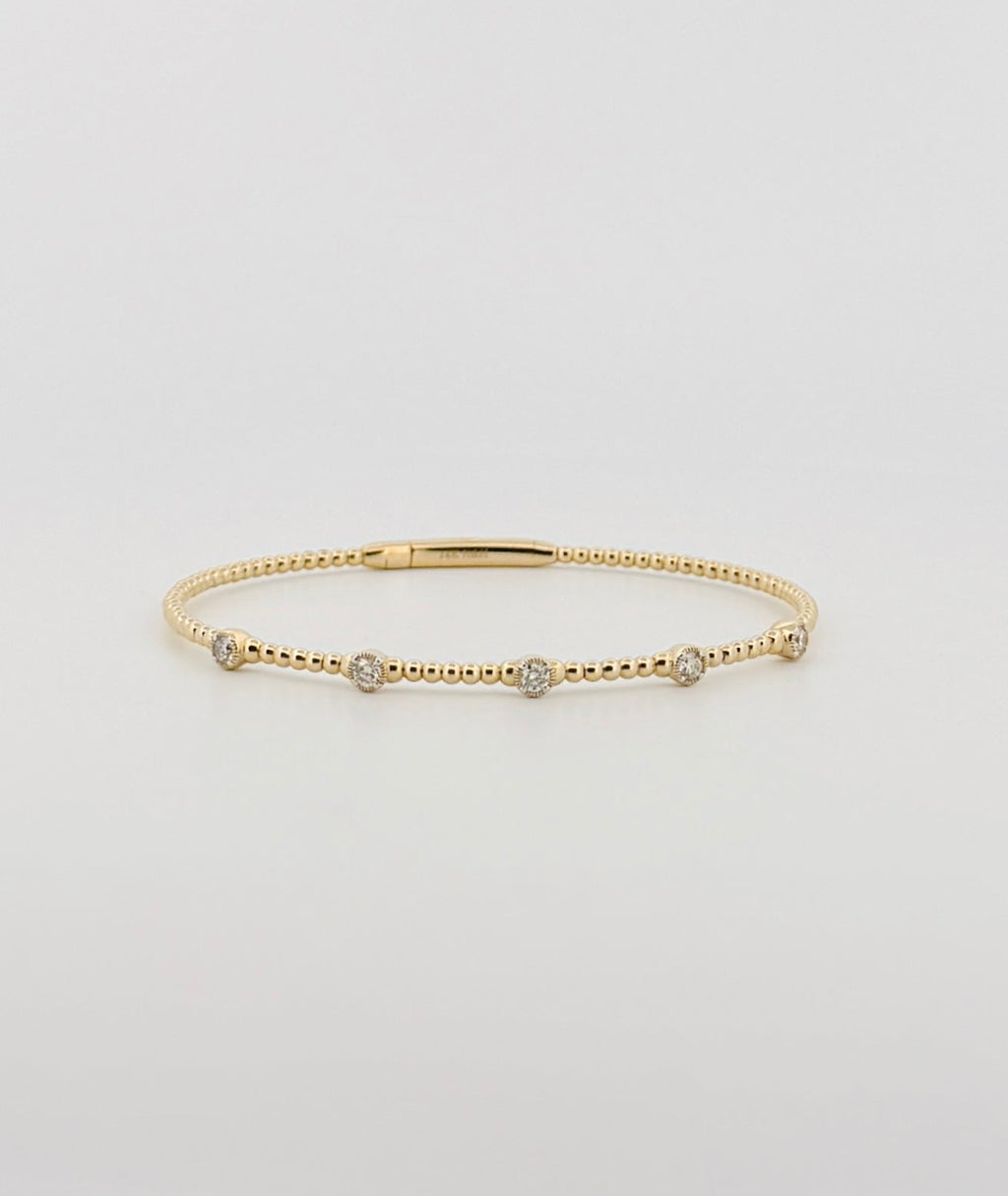 Round Diamond Station Flexible Bangle Bracelet