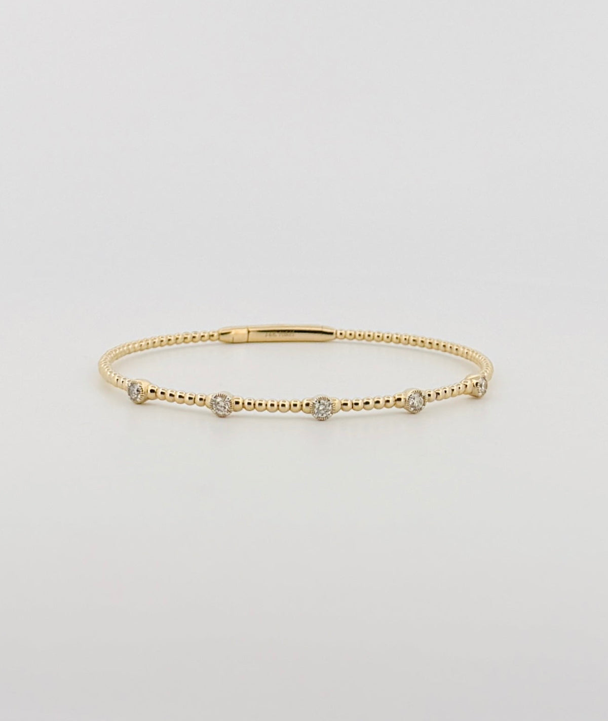 Round Diamond Station Flexible Bangle Bracelet