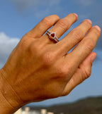 Orange Sapphire Pear and Diamond Halo Ring with Split Shank - GIA Certified Natural