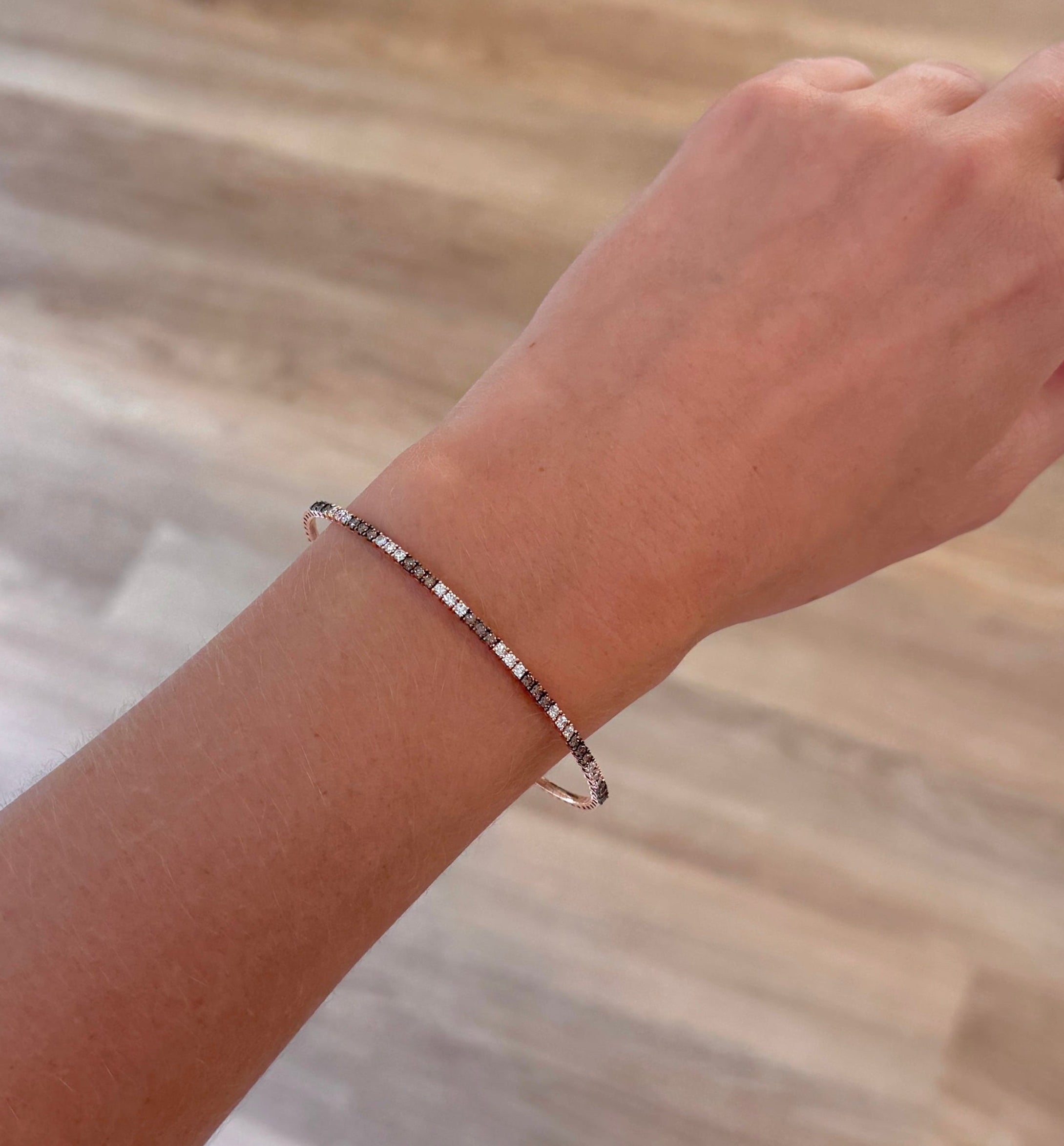 Chocolate Diamond Flexi in Rose Gold - Rows of 3