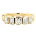 14kt Yellow gold diamond ring with Emerald Cut diamonds bezel set