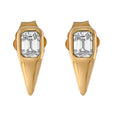14KT YELLOW GOLD SPIKE STUD EARRINGS WTH EMERALD CUT DIAMONDS 