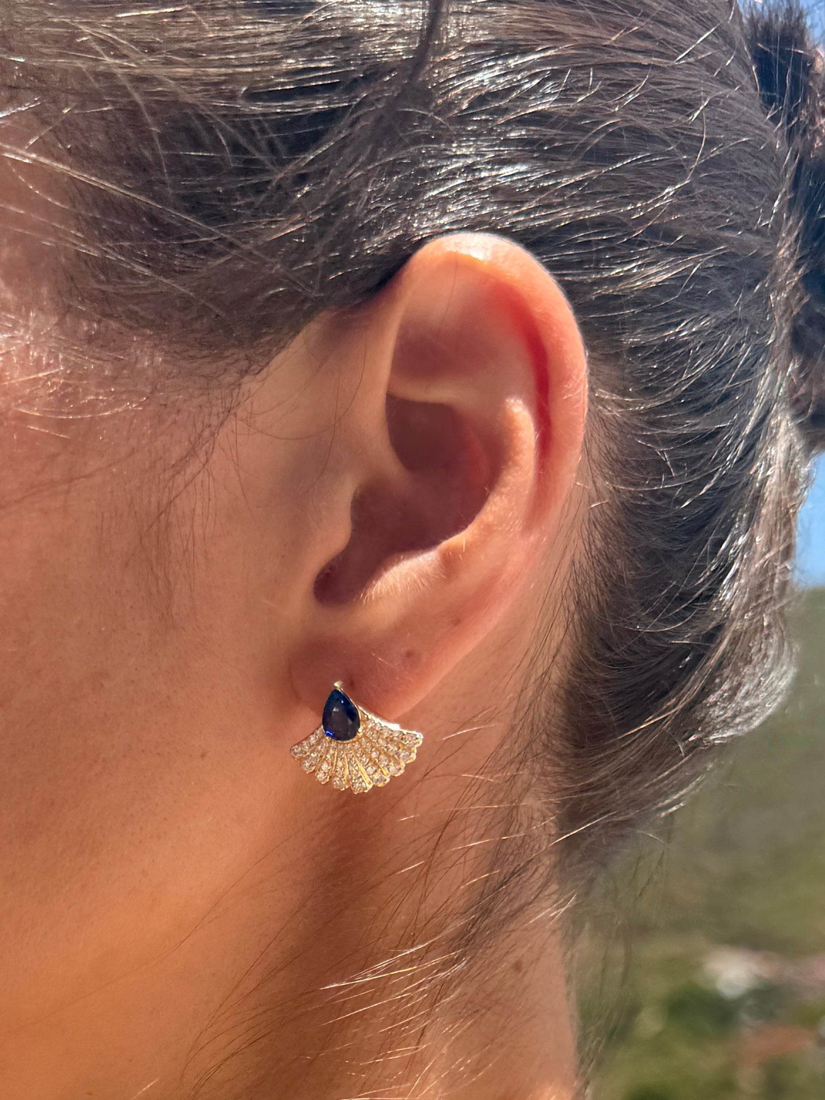 Sapphire Fan Earrings