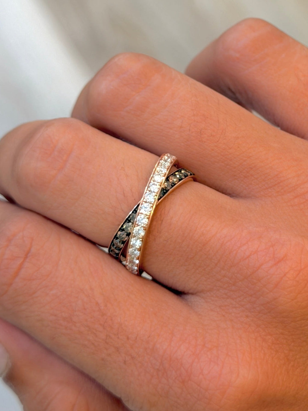 Chocolate Diamond Cross Over Ring