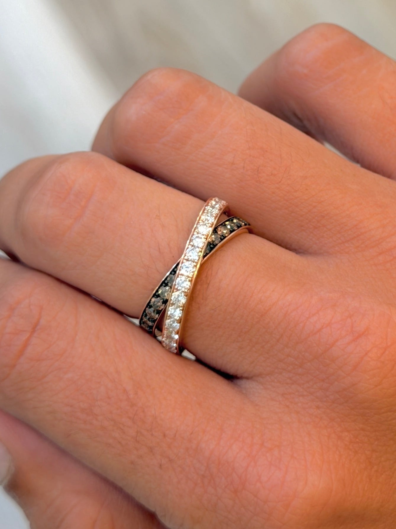 Chocolate Diamond Cross Over Ring