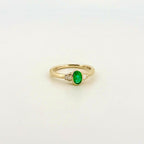 Emerald and Diamond Baguettes Bezel Ring