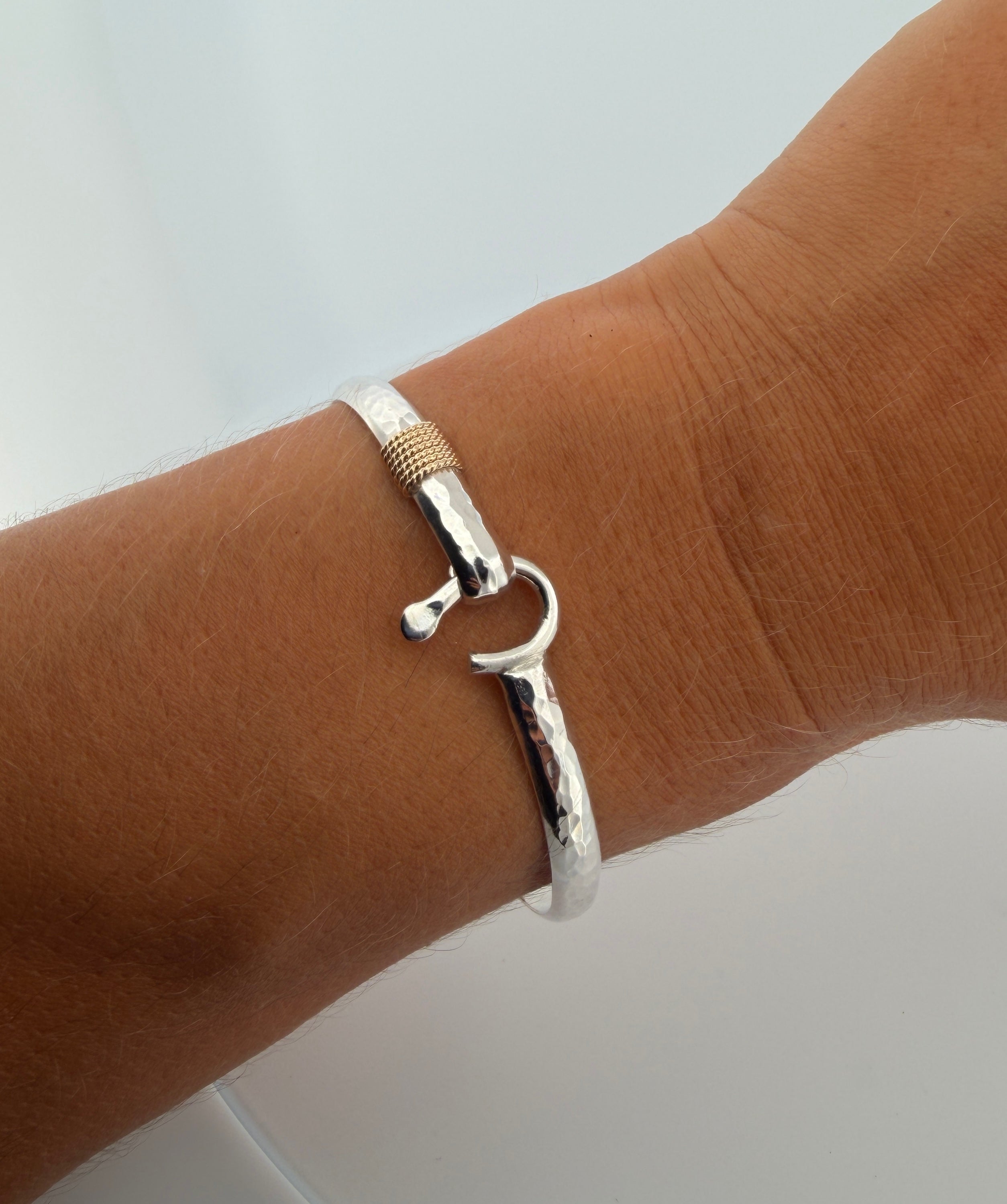 Sterling Silver St. John J Hook Bracelet with 14kt Gold Wrap - 5mm