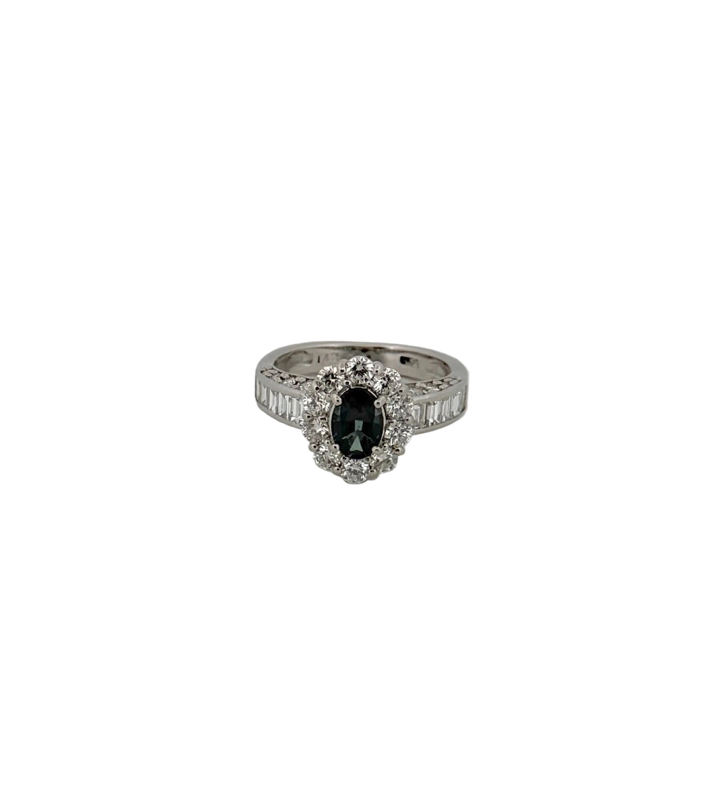 GIA Alexandrite Ring with Diamond Halo