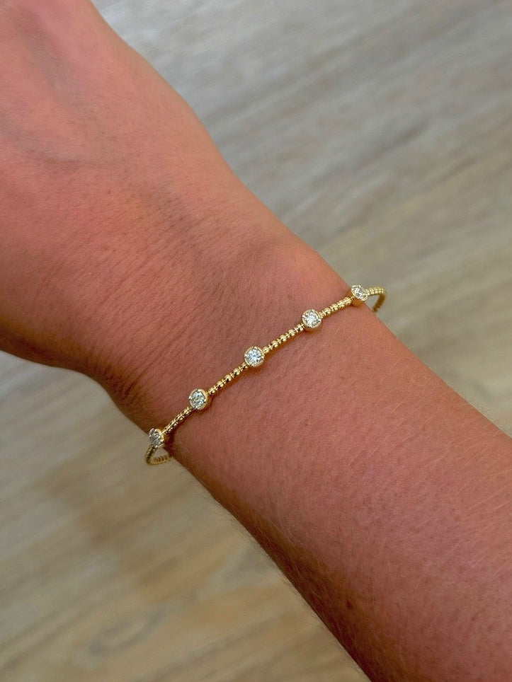 Round Diamond Station Flexi Bangle