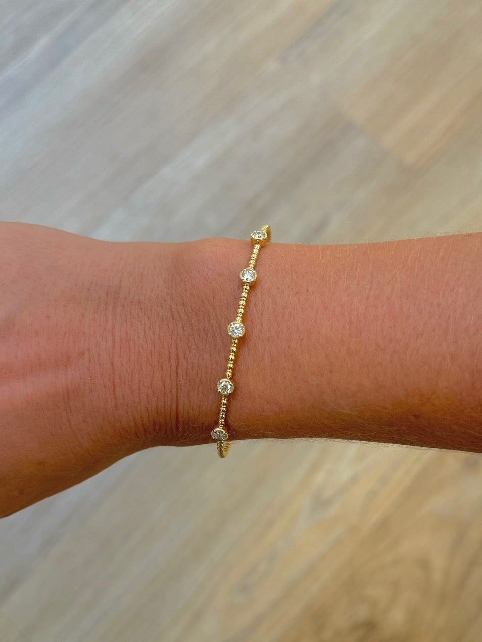 Round Diamond Station Flexi Bangle