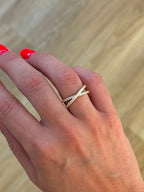 Dainty Diamond Criss-Cross Ring