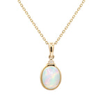 Opal Bezel Set Pendant with Diamond Accents- PREORDER