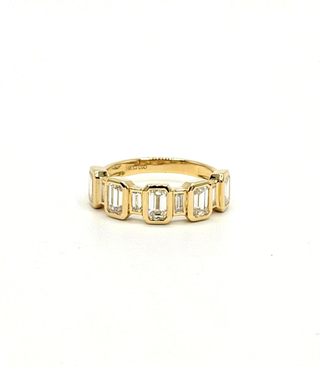 Alternating Emerald Cut Lab Diamond Ring