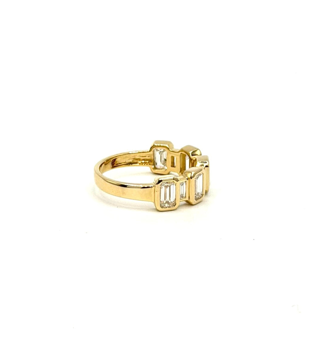 Alternating Emerald Cut Lab Diamond Ring