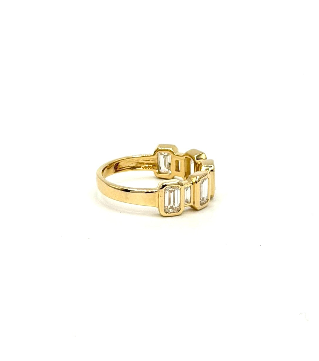 Alternating Emerald Cut Lab Diamond Ring