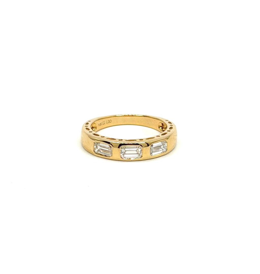 Flush Emerald Cut Lab Diamond Band