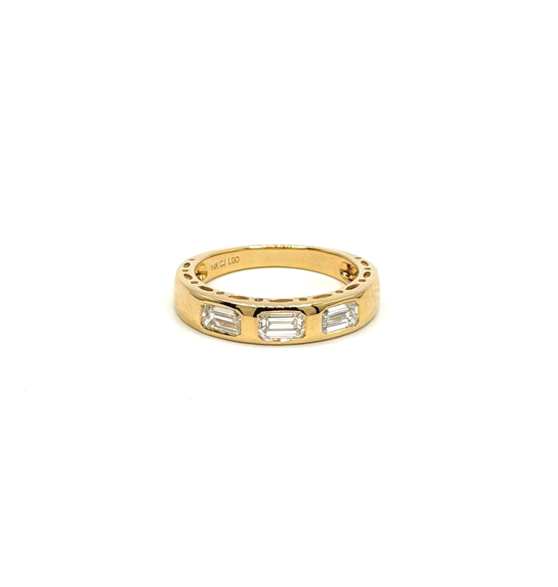 Flush Emerald Cut Lab Diamond Band