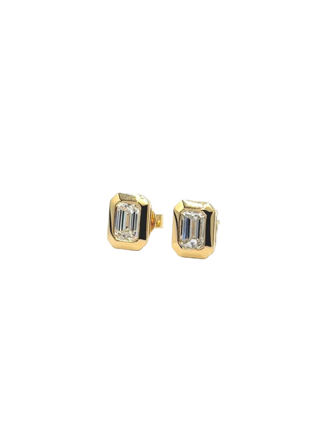 Emerald Cut Chunky Bezel Lab Grown Diamond Earrings