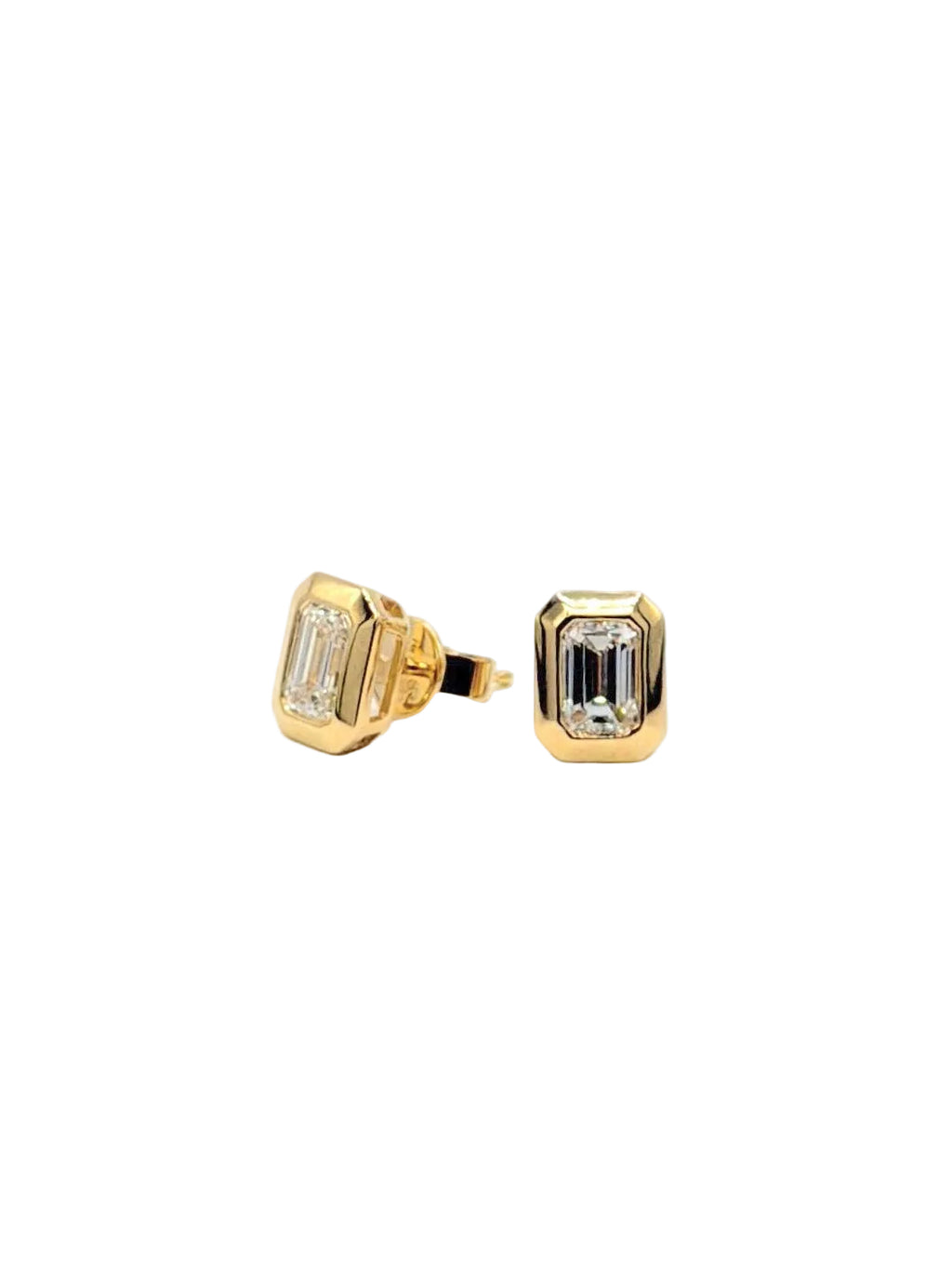 Emerald Cut Chunky Bezel Lab Grown Diamond Earrings