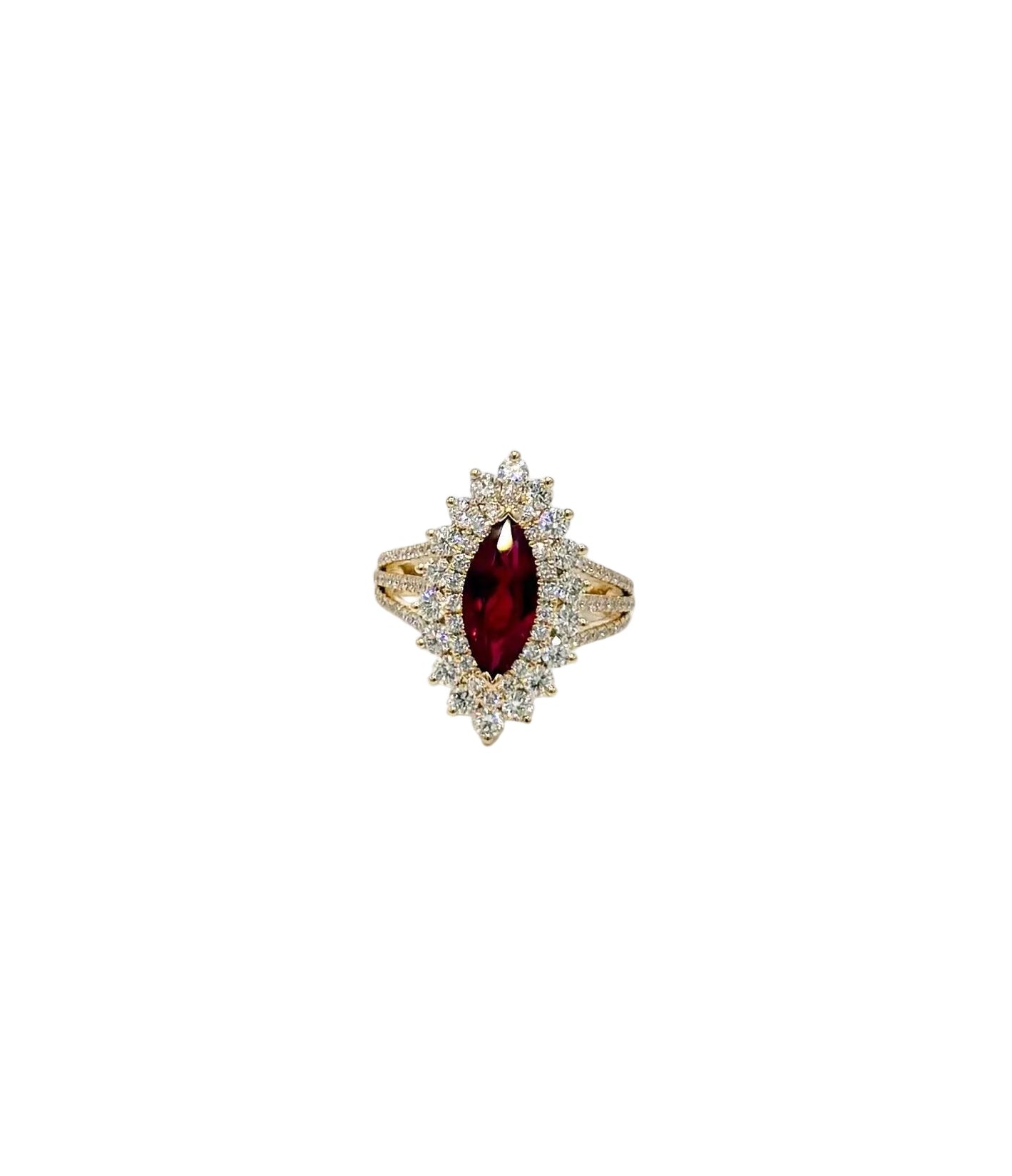 Marquise Ruby and Diamond Cocktail Ring