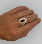 Marquise Ruby and Diamond Cocktail Ring