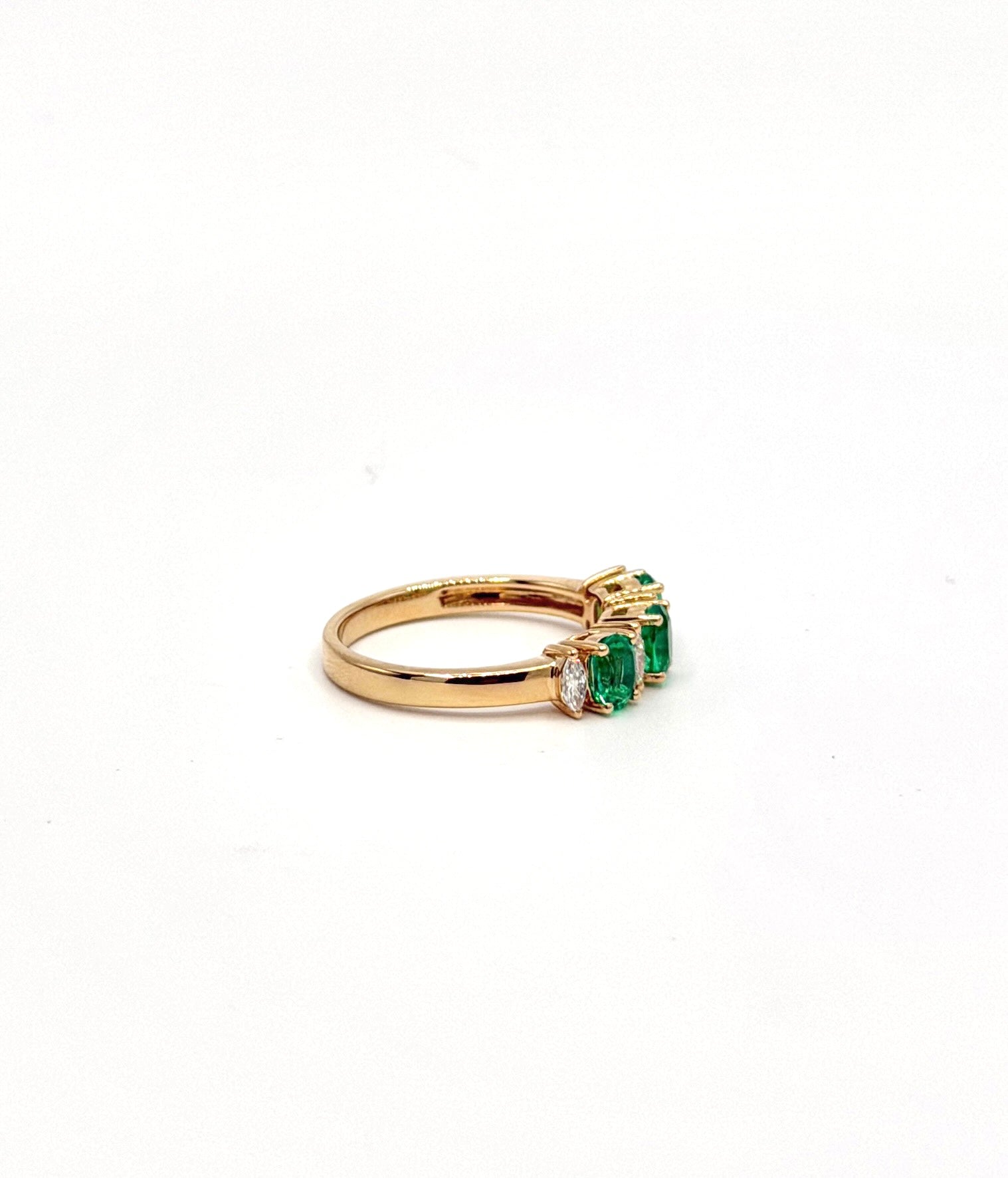 Lab Oval Emerald and Marquise Diamond Band - PREORDER