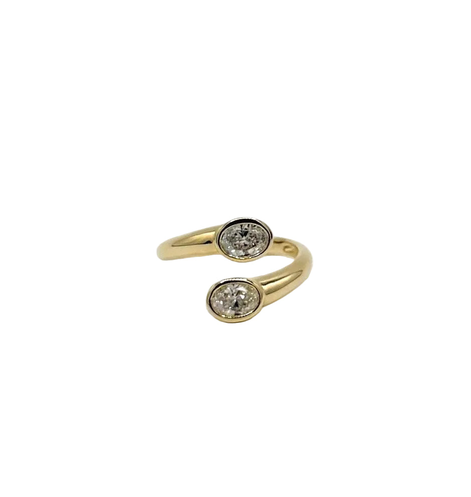 Two Stone Oval Lab Diamond Wrap Ring