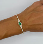 Oval Emerald Bangle with Diamonds
