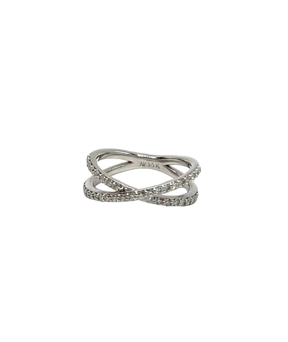 Dainty Diamond Criss-Cross Ring