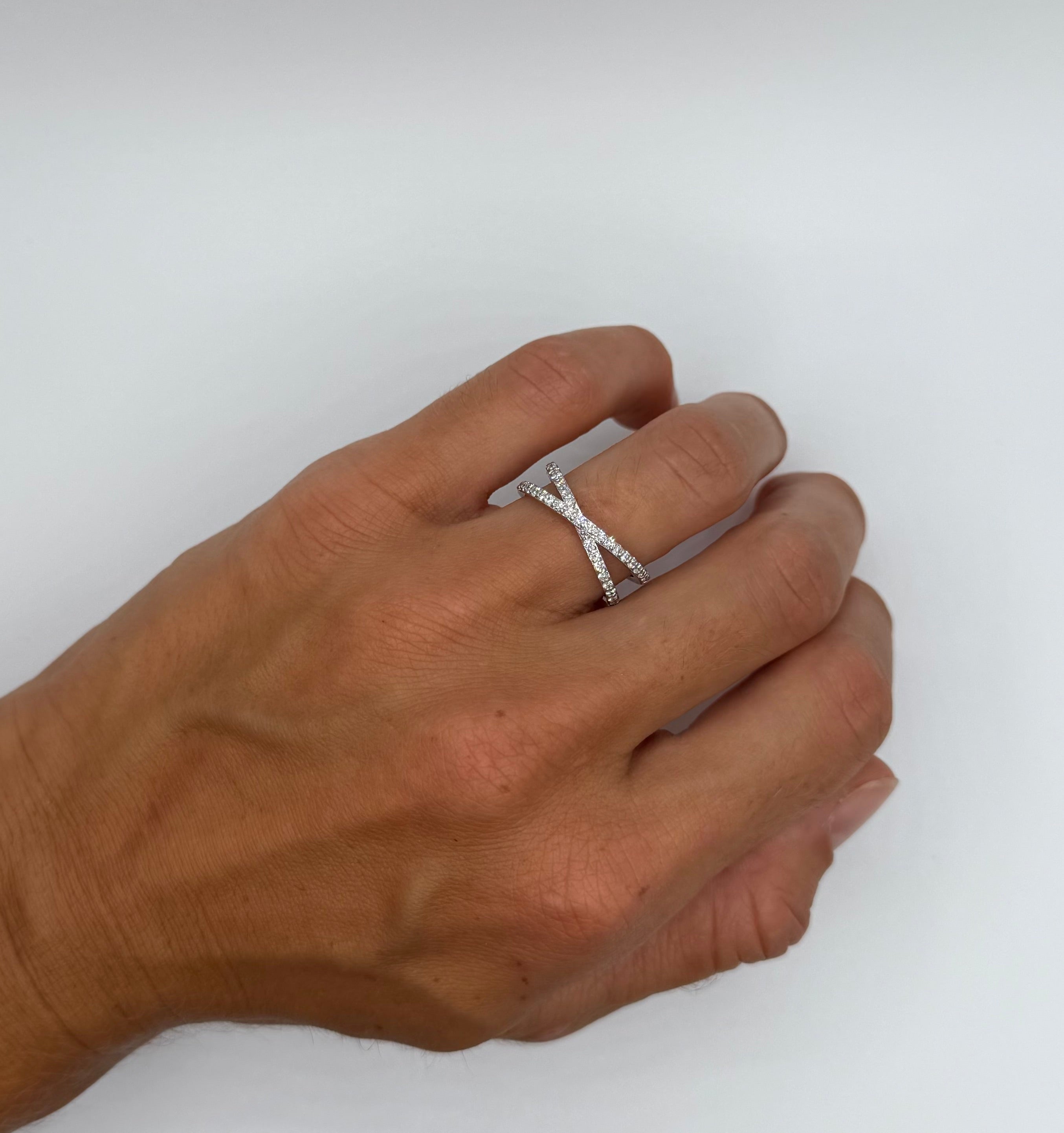 Dainty Diamond Criss-Cross Ring
