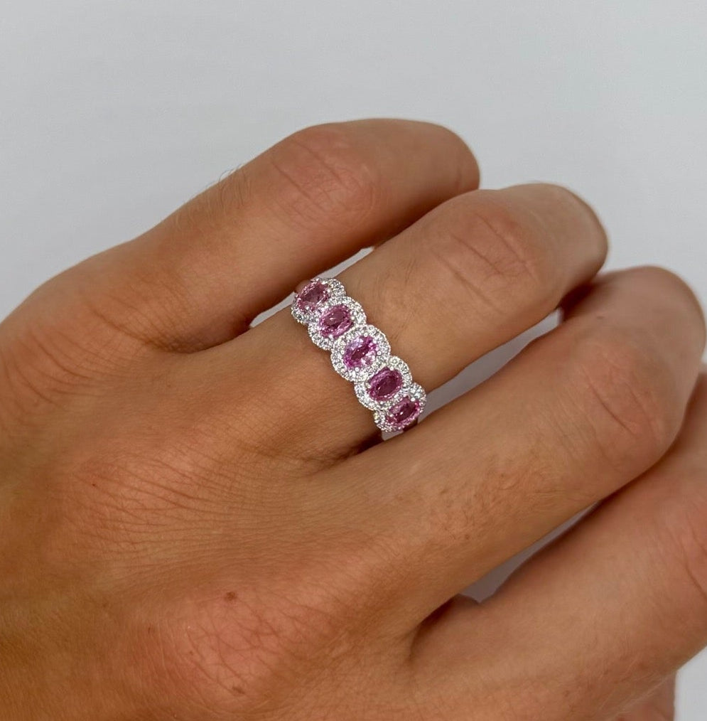 Five Stone Pink Sapphire Ring