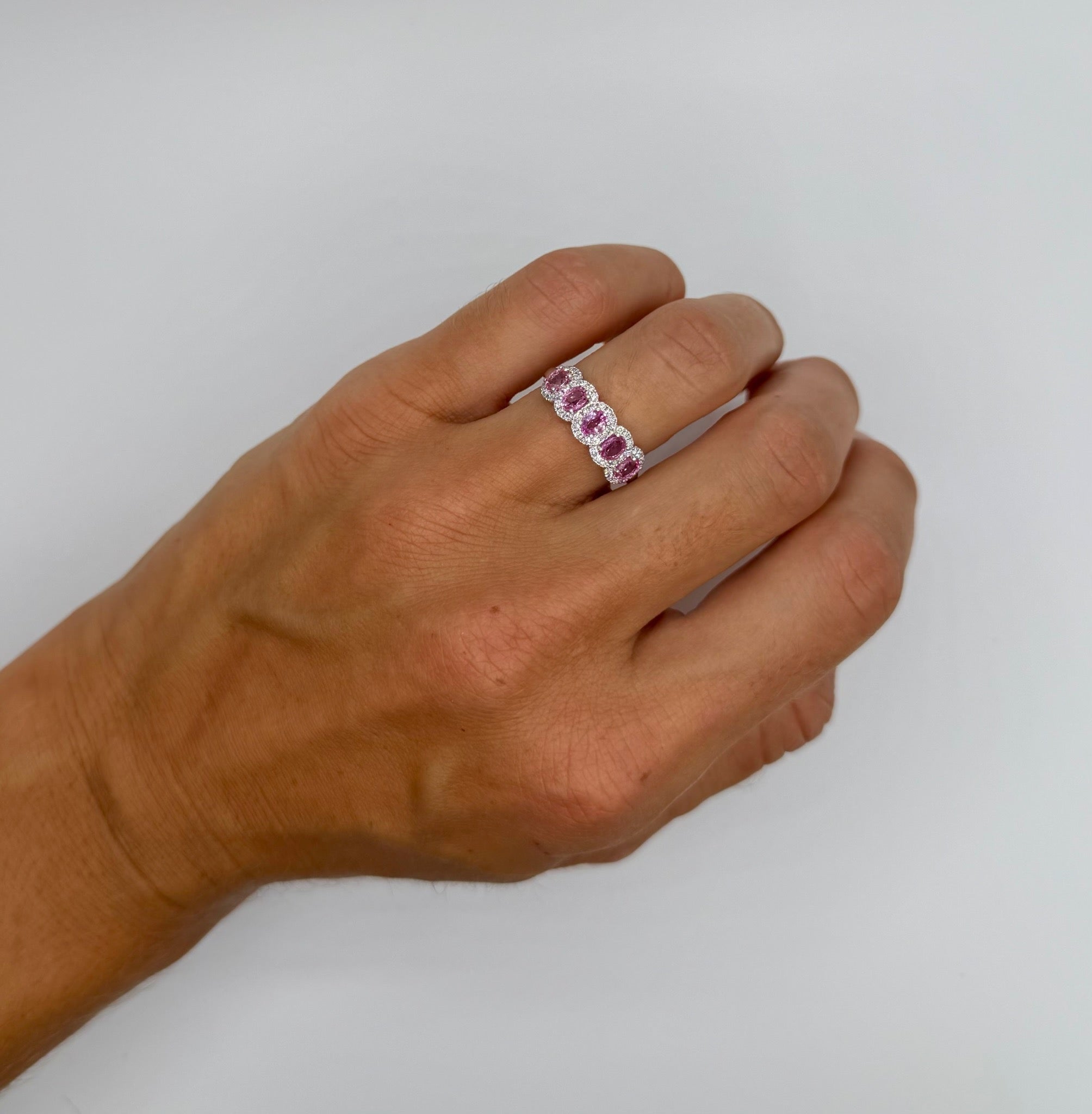Five Stone Pink Sapphire Ring